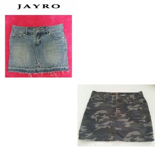 ジャイロ(JAYRO)の二枚セット　JAYRO デニムミニスカート　スタッズ付き　迷彩柄　(ミニスカート)