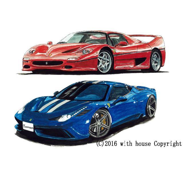 GC-644フェラーリF50/458限定版画 直筆サイン額装●作家 平右ヱ門 1