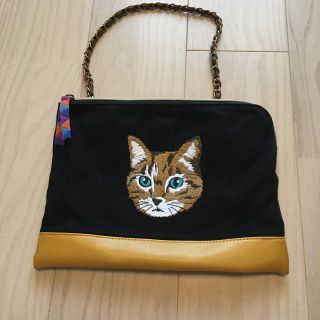 猫刺繍 クラッチバッグ(クラッチバッグ)