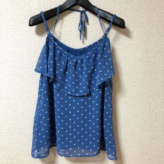 ヒアーズ(HERE'S)のHERE'S☆ドット柄シフォンキャミソール(キャミソール)