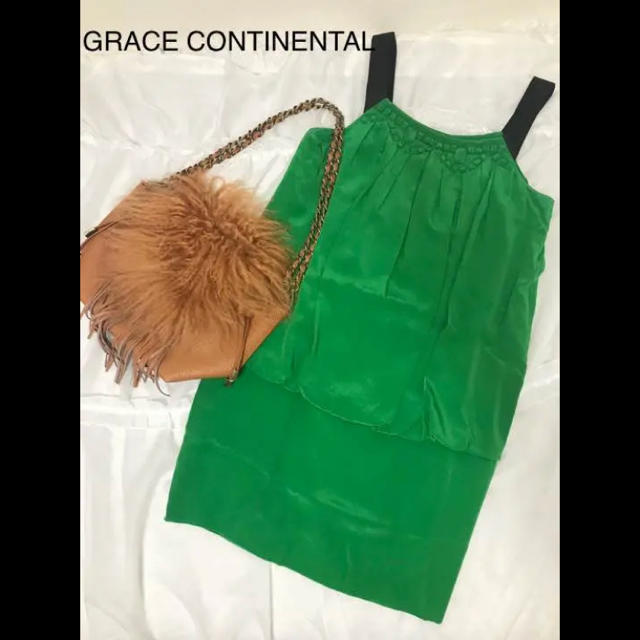 grace continental シルクグリーンドレスミニドレス