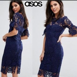 エイソス(asos)のasos クロシェレース ワンピース(ミディアムドレス)