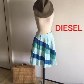 ディーゼル(DIESEL)のL145 DIESEL スカート 青 ブルー コットン 柔らか フレアスカート(ひざ丈スカート)