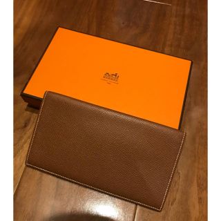 エルメス(Hermes)のcouer様専用 正規品 エルメス 長財布  ゴールド（茶色）エプソン(長財布)