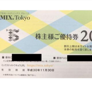 ジルスチュアート(JILLSTUART)のmix.tokyo★株主優待券★取引メッセージでのお知らせのみ★TSI★(ショッピング)