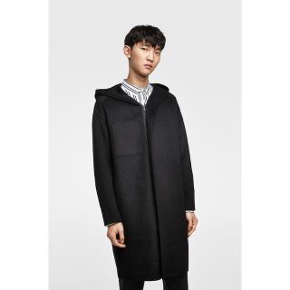 ザラ(ZARA)の新品ZARAmanオーバーサイズロングウールフーディーコートS(チェスターコート)