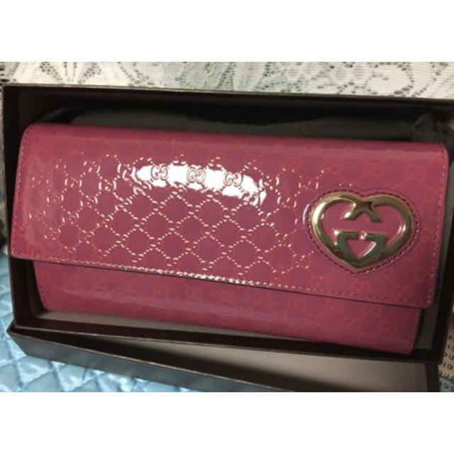 まとめ買い】 【早い者勝ち/新品未使用】GUCCI Gucci シマ ハート ピンク 財布 ラブリー 財布