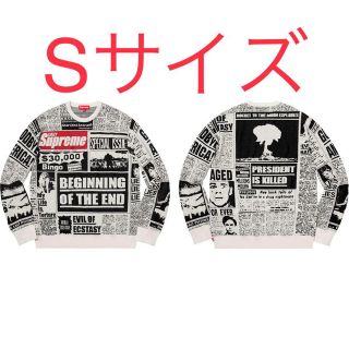 シュプリーム(Supreme)のSurpeme newsprint sweater Sサイズ 白(ニット/セーター)