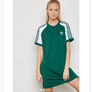 アディダス(adidas)のadidas 完売 グリーン♡ラグランドレス [アディカラー/adicolor](ミニワンピース)