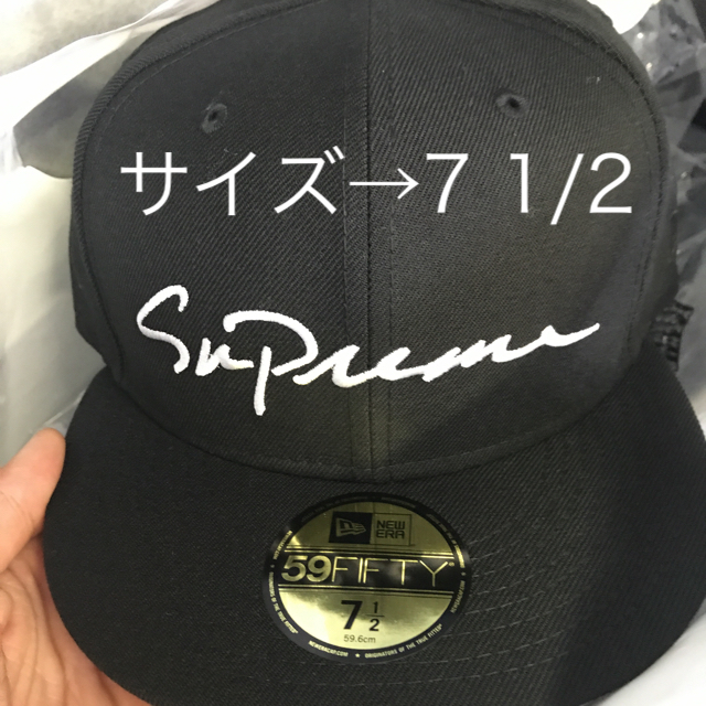 Supreme 18aw NEW ERAキャップ 黒 7 1/2 直営店で購入 4900円引き