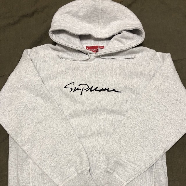 supreme classic script パーカー 白 M グレートップス