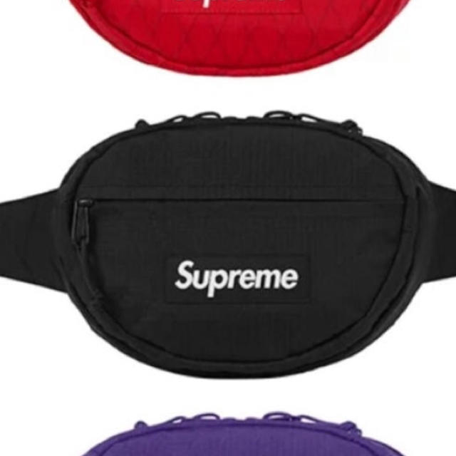 supreme 黒 ウエストバッグ