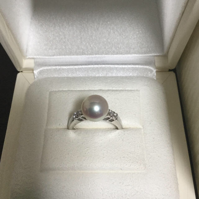 MIKIMOTO(ミキモト)の【超美品】ミキモトダイヤ付きリング10号8.9mm パールネックレス42.5cm レディースのアクセサリー(リング(指輪))の商品写真