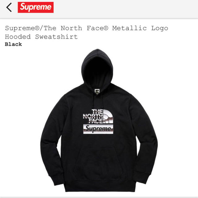 Supreme×TNF Metallic Logo Hoodedスウェット Supreme×TNF Metallic Logo Hoodedスウェット