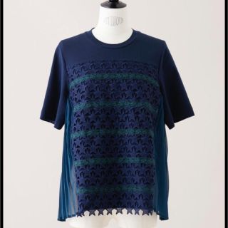 ミュベールワーク(MUVEIL WORK)のMUVEIL 17AW 星レースTシャツ  ネイビー×グリーン  ミュベール(Tシャツ(半袖/袖なし))