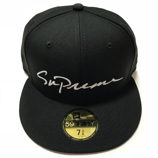 Supreme Classic Script New Era Black 黒キャップ