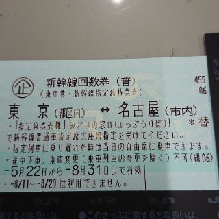 新幹線チケット 東京名古屋  座席指定できます。(鉄道乗車券)