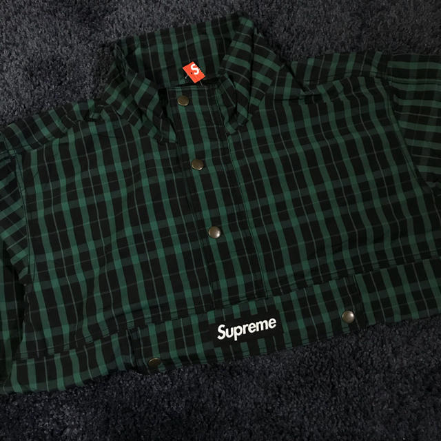 ジャケット/アウターSupreme Nylon Plaid Pullover 緑 L 国内正規品