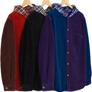 シュプリーム(Supreme)の【Mサイズ送料込】Hooded Color Blocked Corduroy(シャツ)