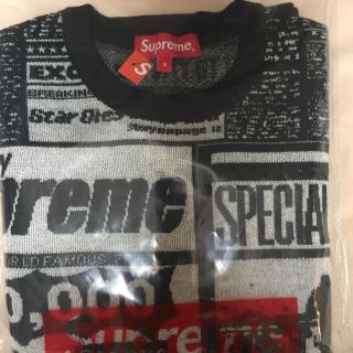 シュプリーム(Supreme)の送料込 S Supreme Newsprint Sweater ブラック(ニット/セーター)