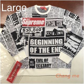 シュプリーム(Supreme)のL Supreme 18AW News Print Sweater 新品(ニット/セーター)