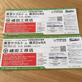 トウキョウヤクルトスワローズ(東京ヤクルトスワローズ)のヤクルト対横浜DNA セ・リーグ公式戦ペアチケット(野球)