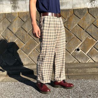 バーバリー(BURBERRY)のBurberry golf ツータック スラックス チェック柄(スラックス)