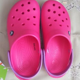 クロックス(crocs)のクロックスレディース  クロックバンド ★ピンク×アイリス(サンダル)