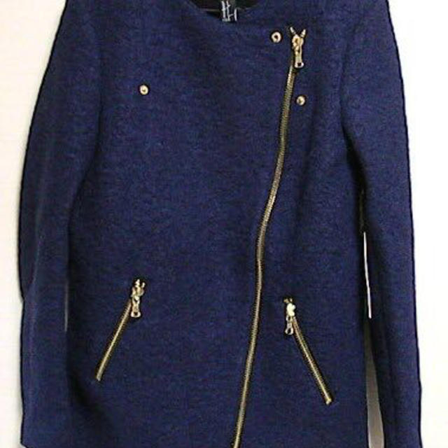 FOREVER 21(フォーエバートゥエンティーワン)のforever21 紺ライダースコート レディースのジャケット/アウター(ライダースジャケット)の商品写真