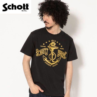 ショット(schott)の送料無料！Schott　ショットT-SHIRT ANCHOR ブラック L(Tシャツ/カットソー(半袖/袖なし))