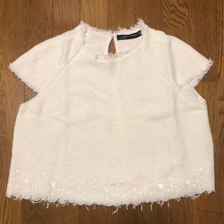 ザラ(ZARA)のZARA トップス フリンジ(カットソー(半袖/袖なし))