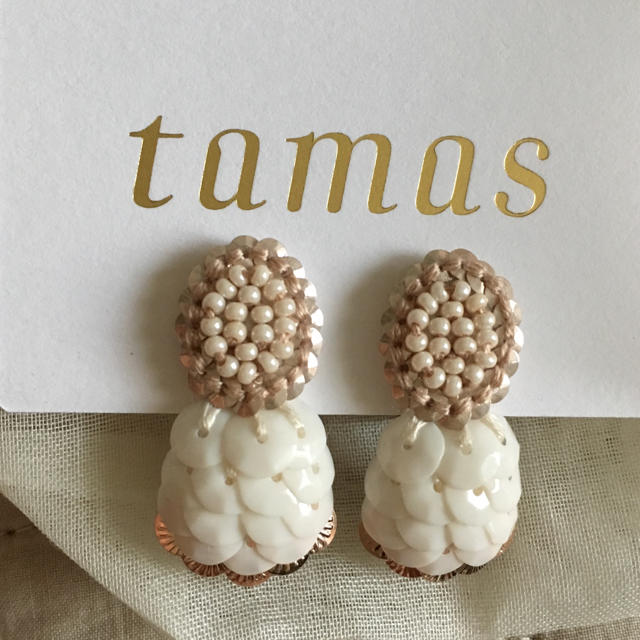 【新品】2018/ss tamas イヤリング ベージュ weddingアクセサリー