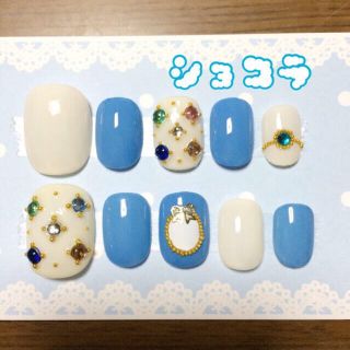 almond×marineblue コスメ/美容のネイル(つけ爪/ネイルチップ)の商品写真