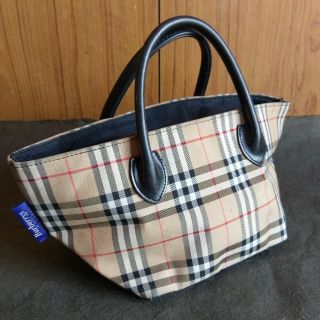 バーバリーブルーレーベル(BURBERRY BLUE LABEL)のBurberrys B-LABEL◆ナイロン×牛革小さめ舟型ハンドバッグ(ハンドバッグ)