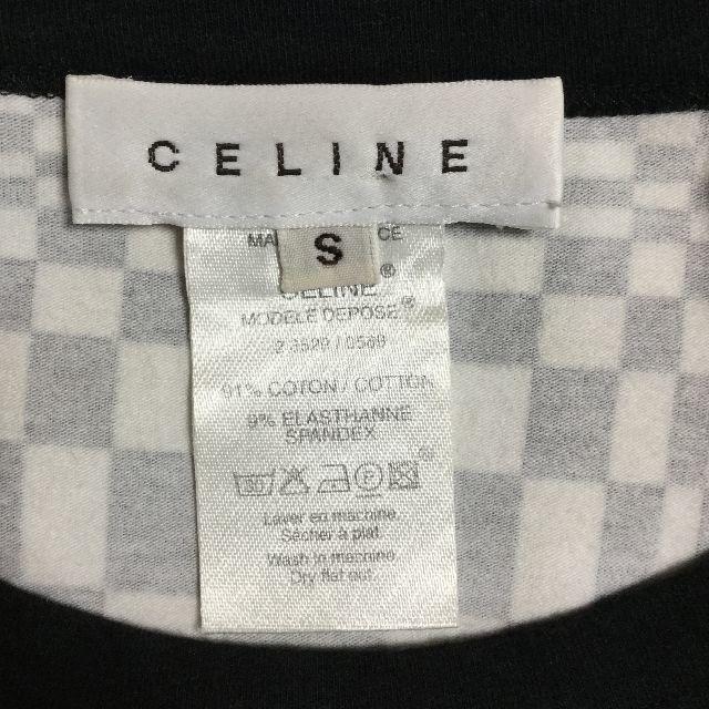 celine(セリーヌ)のCELINE セリーヌ カットソー ロンT モノクロ チェッカー 白黒      レディースのトップス(カットソー(長袖/七分))の商品写真