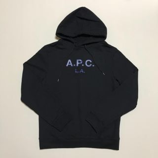 アーペーセー(A.P.C)の新品 アーペーセー ロゴ プルオーバー スウェット パーカー 黒 青 アメリカ製(パーカー)