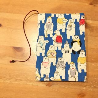 《 四六判》ブックカバー  ハンドメイド ベアー ブルー(ブックカバー)