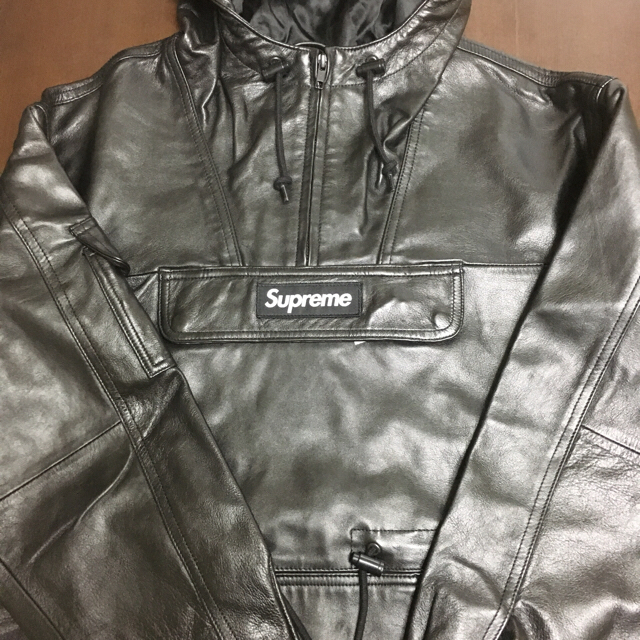 Supreme(シュプリーム)のSupreme Leather Anorak ブラック S メンズのジャケット/アウター(レザージャケット)の商品写真