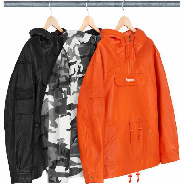 Supreme(シュプリーム)のSupreme Leather Anorak ブラック S メンズのジャケット/アウター(レザージャケット)の商品写真