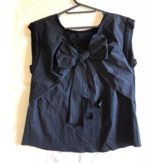 ランバンオンブルー(LANVIN en Bleu)のランバンオンブルー  バックリボンカットソー 定価17,280円(カットソー(半袖/袖なし))