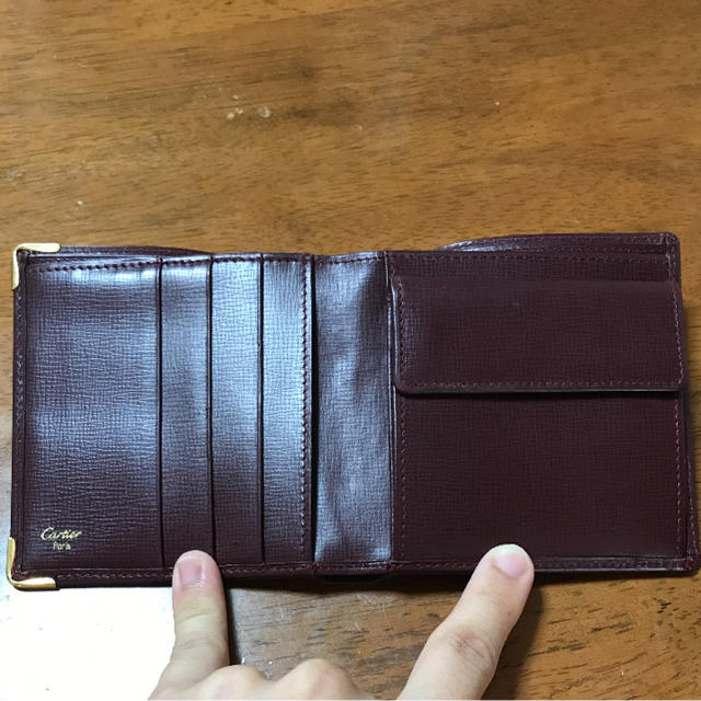良品☆ カルティエ 二つ折り財布 メンズ 箱付き ボルドー