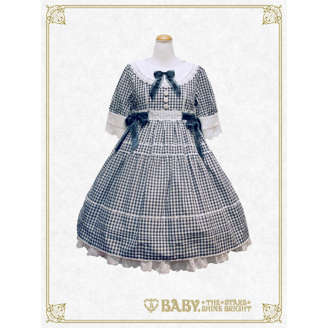 Babyssb シャーメインワンピース Navyひざ丈ワンピース