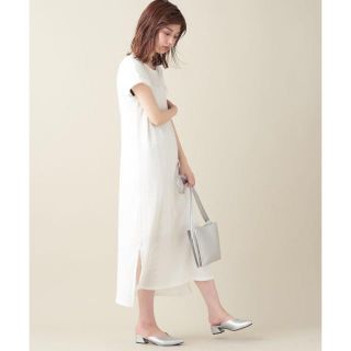 ナチュラルクチュール(natural couture)のnatural couture★ワッフルロングTワンピース★新品★白(ロングワンピース/マキシワンピース)