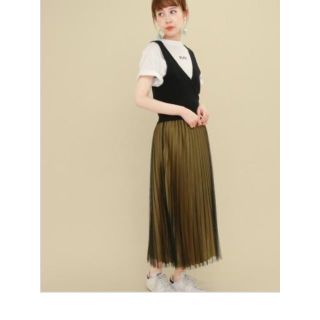 ケービーエフ(KBF)のチュールonプリーツスカート(ロングスカート)
