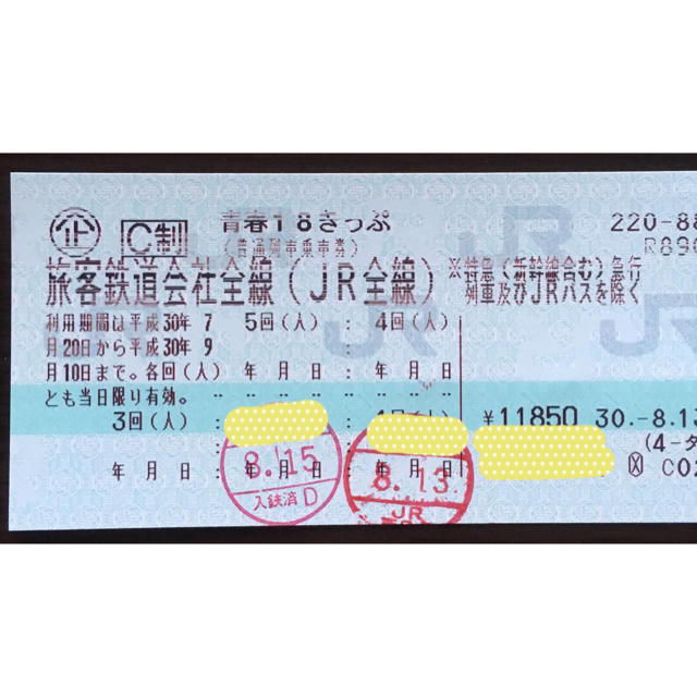 青春18きっぷ 3回分鉄道乗車券