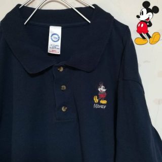 ディズニー(Disney)のUS古着 Disney ディズニー ミッキー ポロシャツ ネイビー(ポロシャツ)