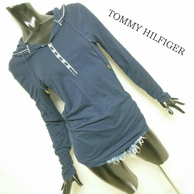 TOMMY HILFIGER(トミーヒルフィガー)のTOMMY HILFIGER*フード付TOPS レディースのトップス(Tシャツ(長袖/七分))の商品写真