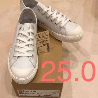 ムジルシリョウヒン(MUJI (無印良品))の無印良品 疲れにくいスニーカー レザー 25.0オフ白(スニーカー)