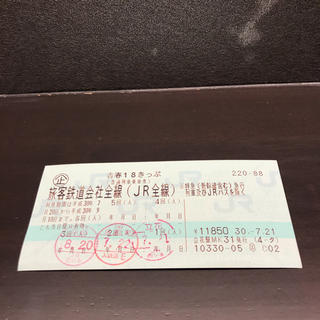 ジェイアール(JR)の青春18きっぷ 残り2回(鉄道乗車券)
