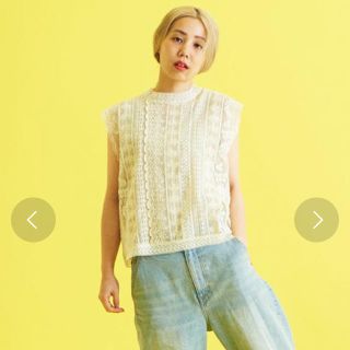 ドットアンドストライプスチャイルドウーマン(Dot&Stripes CHILDWOMAN)のトーションレースパッチワークハイネックブラウス(シャツ/ブラウス(半袖/袖なし))